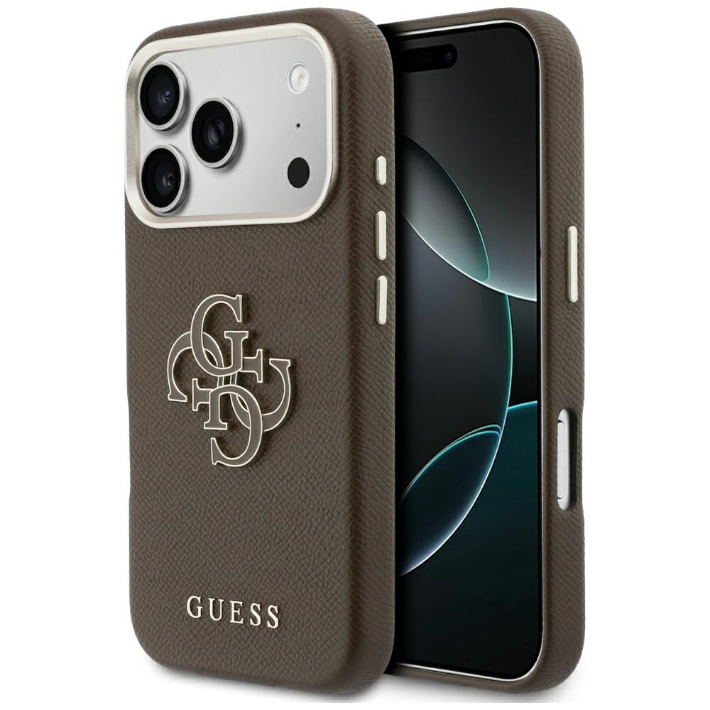 Custodia per Apple iPhone 17 Pro Max, Guess, Resin Logo, Marrone
