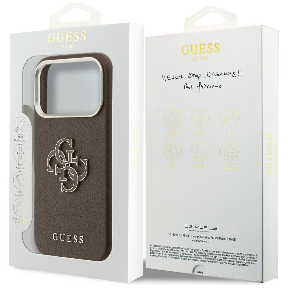 Custodia per Apple iPhone 17 Pro Max, Guess, Resin Logo, Marrone