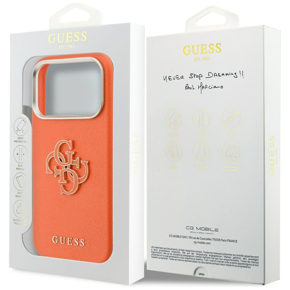Custodia per Apple iPhone 17 Pro Max, GUESS, Resin Logo, Arancione