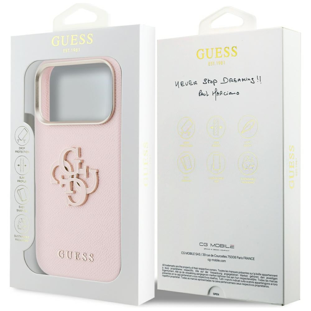 Custodia per Apple iPhone 17 Pro Max, Guess, Resin Logo, Rosa