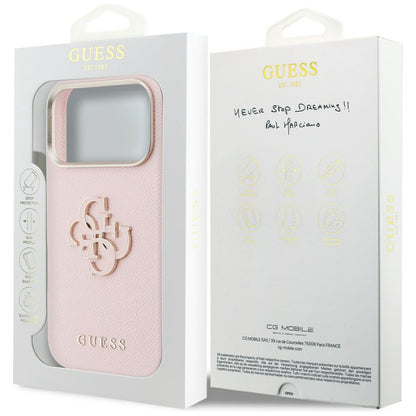 Custodia per Apple iPhone 17 Pro Max, Guess, Resin Logo, Rosa