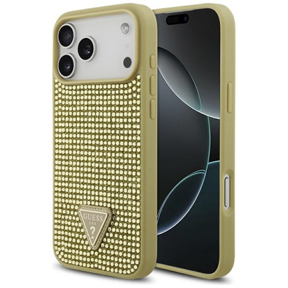 Custodia per Apple iPhone 17 Pro Max, Guess, Logo Triangolo di Strass, Dorata