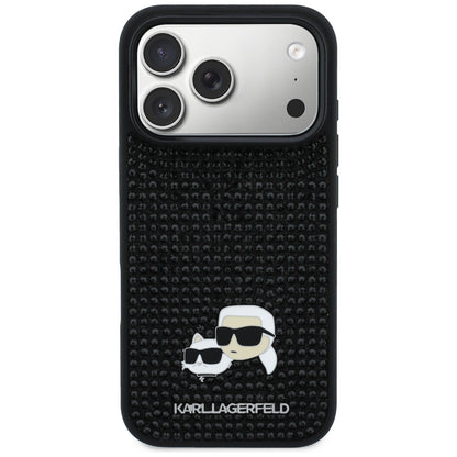 Custodia per Apple iPhone 17 Pro Max, Karl Lagerfeld, Rhinestone Karl & Choupette Pins, Nera