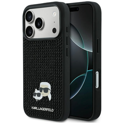 Custodia per Apple iPhone 17 Pro Max, Karl Lagerfeld, Rhinestone Karl & Choupette Pins, Nera