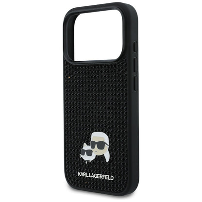 Custodia per Apple iPhone 17 Pro Max, Karl Lagerfeld, Rhinestone Karl & Choupette Pins, Nera