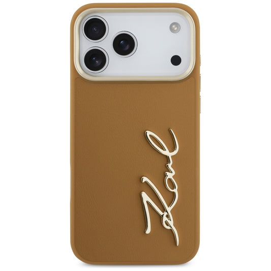 Custodia per Apple iPhone 17 Pro Max, Karl Lagerfeld, Script Logo, Marrone