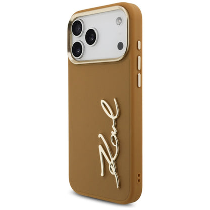 Custodia per Apple iPhone 17 Pro Max, Karl Lagerfeld, Script Logo, Marrone
