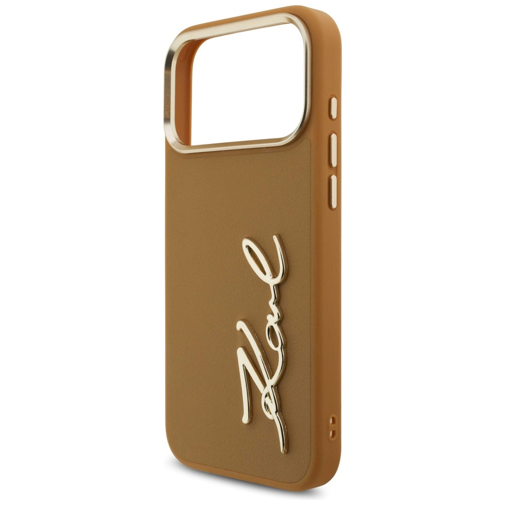 Custodia per Apple iPhone 17 Pro Max, Karl Lagerfeld, Script Logo, Marrone