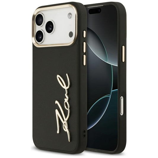 Custodia per Apple iPhone 17 Pro Max, Karl Lagerfeld, Script Logo, Nera