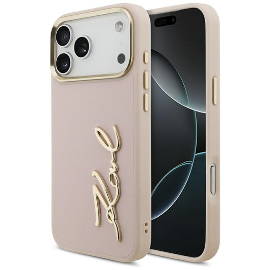 Custodia per Apple iPhone 17 Pro Max, Karl Lagerfeld, Script Logo, Rosa