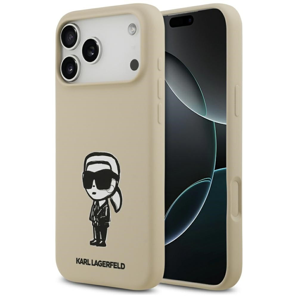 Custodia per Apple iPhone 17 Pro Max, Karl Lagerfeld, Sketch and Logo Karl, Marrone