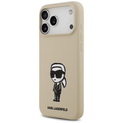 Custodia per Apple iPhone 17 Pro Max, Karl Lagerfeld, Sketch and Logo Karl, Marrone