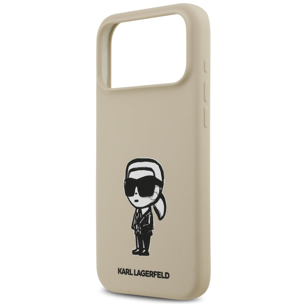 Custodia per Apple iPhone 17 Pro Max, Karl Lagerfeld, Sketch and Logo Karl, Marrone