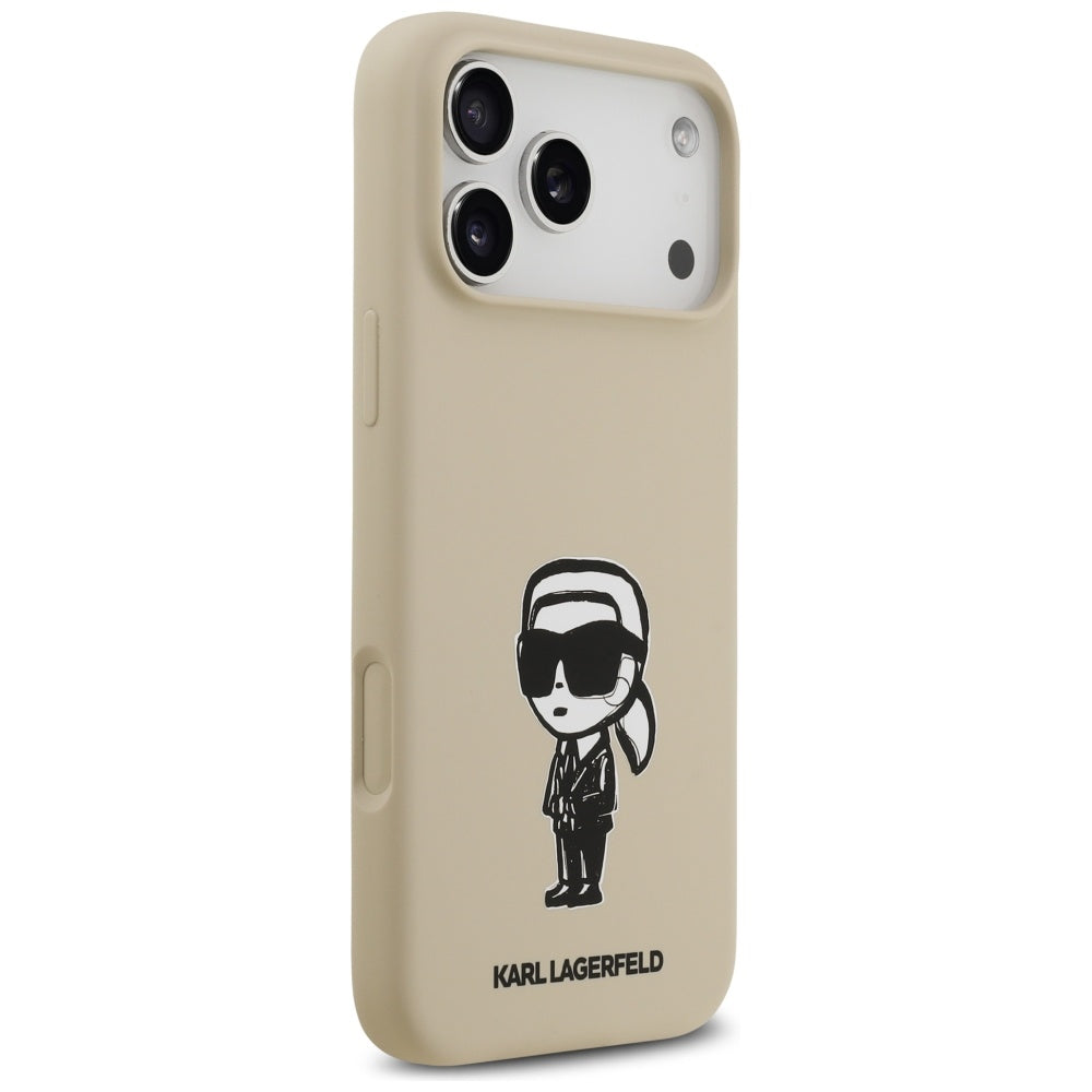 Custodia per Apple iPhone 17 Pro Max, Karl Lagerfeld, Sketch and Logo Karl, Marrone