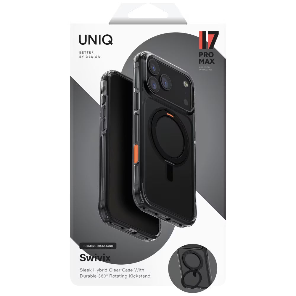 Custodia per Apple iPhone 17 Pro Max, UNIQ, Swivix, Nera