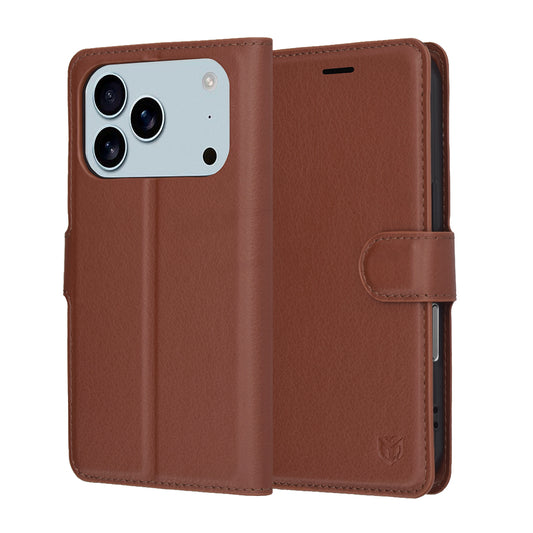 Custodia per Apple iPhone 17 Pro, Techsuit, Leather Folio, Marrone
