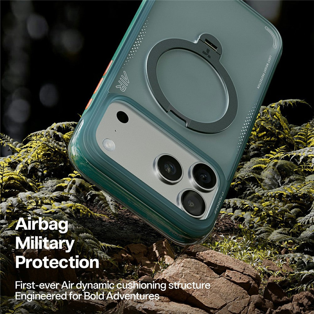 Custodia per Apple iPhone 17 Pro, Torras, Ostand Spin Air, Verde