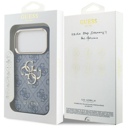 Custodia per Apple iPhone 18 Pro / 17 Pro, Guess, 4G Big Classic Logo, Blu
