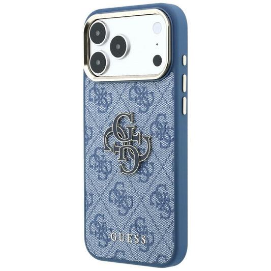 Custodia per Apple iPhone 18 Pro / 17 Pro, Guess, Logo 4G Grande in Resina, Blu