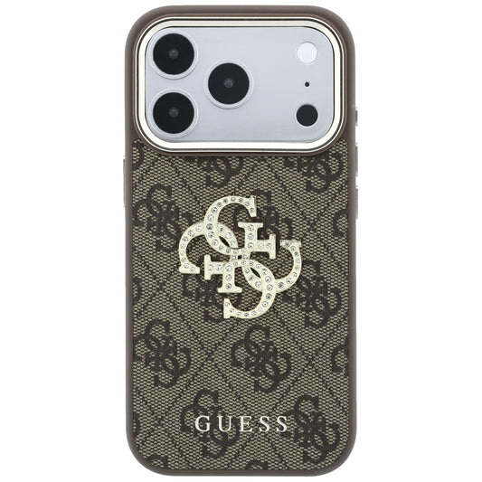 Custodia per Apple iPhone 18 Pro / 17 Pro, Guess, 4G Big Strass Logo, Marrone