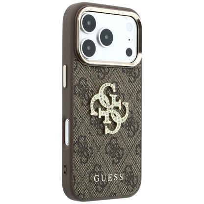 Custodia per Apple iPhone 18 Pro / 17 Pro, Guess, 4G Big Strass Logo, Marrone