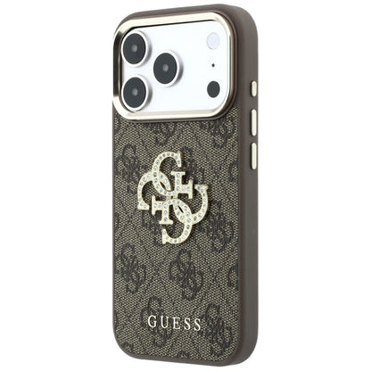 Custodia per Apple iPhone 18 Pro / 17 Pro, Guess, 4G Big Strass Logo, Marrone