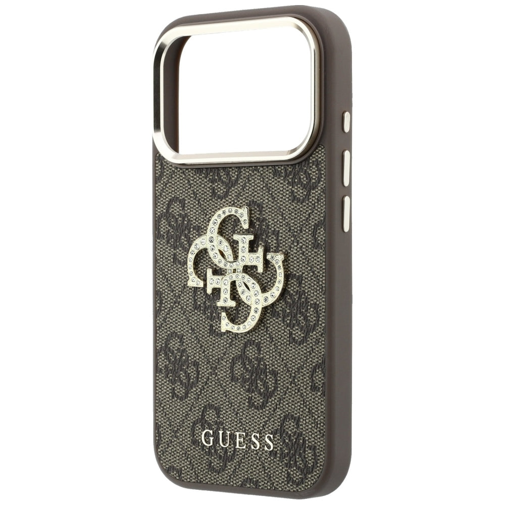 Custodia per Apple iPhone 18 Pro / 17 Pro, Guess, 4G Big Strass Logo, Marrone