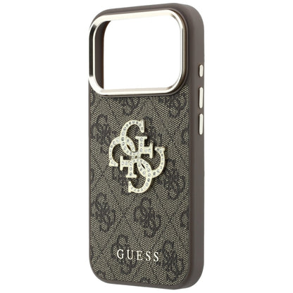 Custodia per Apple iPhone 18 Pro / 17 Pro, Guess, 4G Big Strass Logo, Marrone