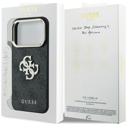 Custodia per Apple iPhone 18 Pro / 17 Pro, Guess, 4G Big Strass Logo, Marrone