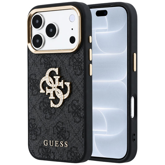 Custodia per Apple iPhone 18 Pro / 17 Pro, Guess, 4G Big Strass Logo, Nera
