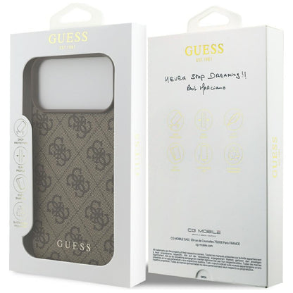 Custodia per Apple iPhone 18 Pro / 17 Pro, Guess, 4G Classic Logo, Marrone