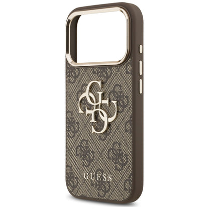 Custodia per Apple iPhone 18 Pro / 17 Pro, Guess, 4G Classic Logo with Strap, marrone dorato
