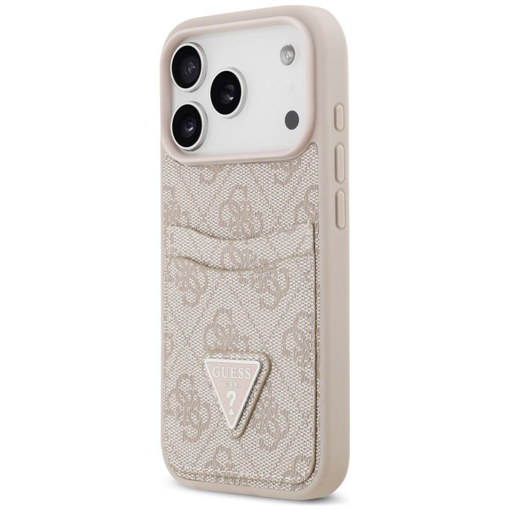 Custodia per Apple iPhone 18 Pro / 17 Pro, Guess, 4G Double Card Triangle, rosa