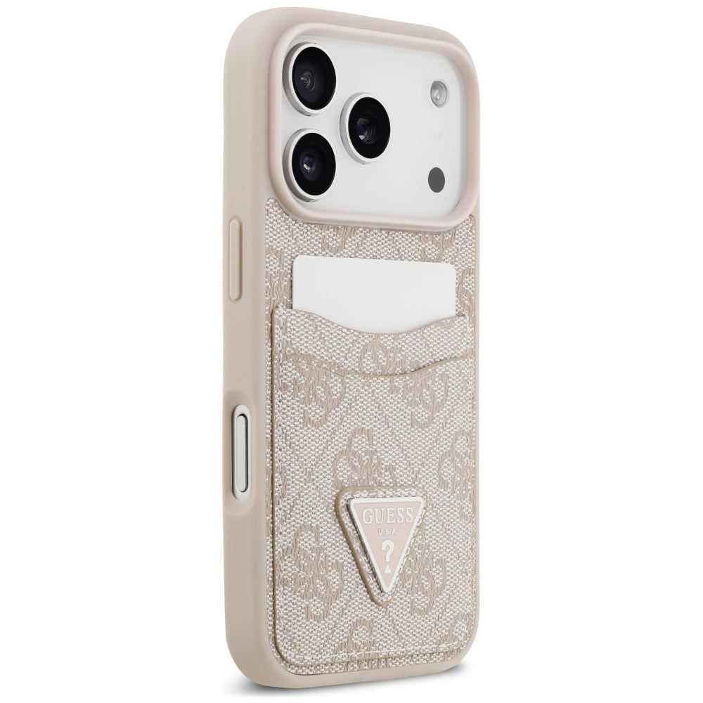 Custodia per Apple iPhone 18 Pro / 17 Pro, Guess, 4G Double Card Triangle, rosa
