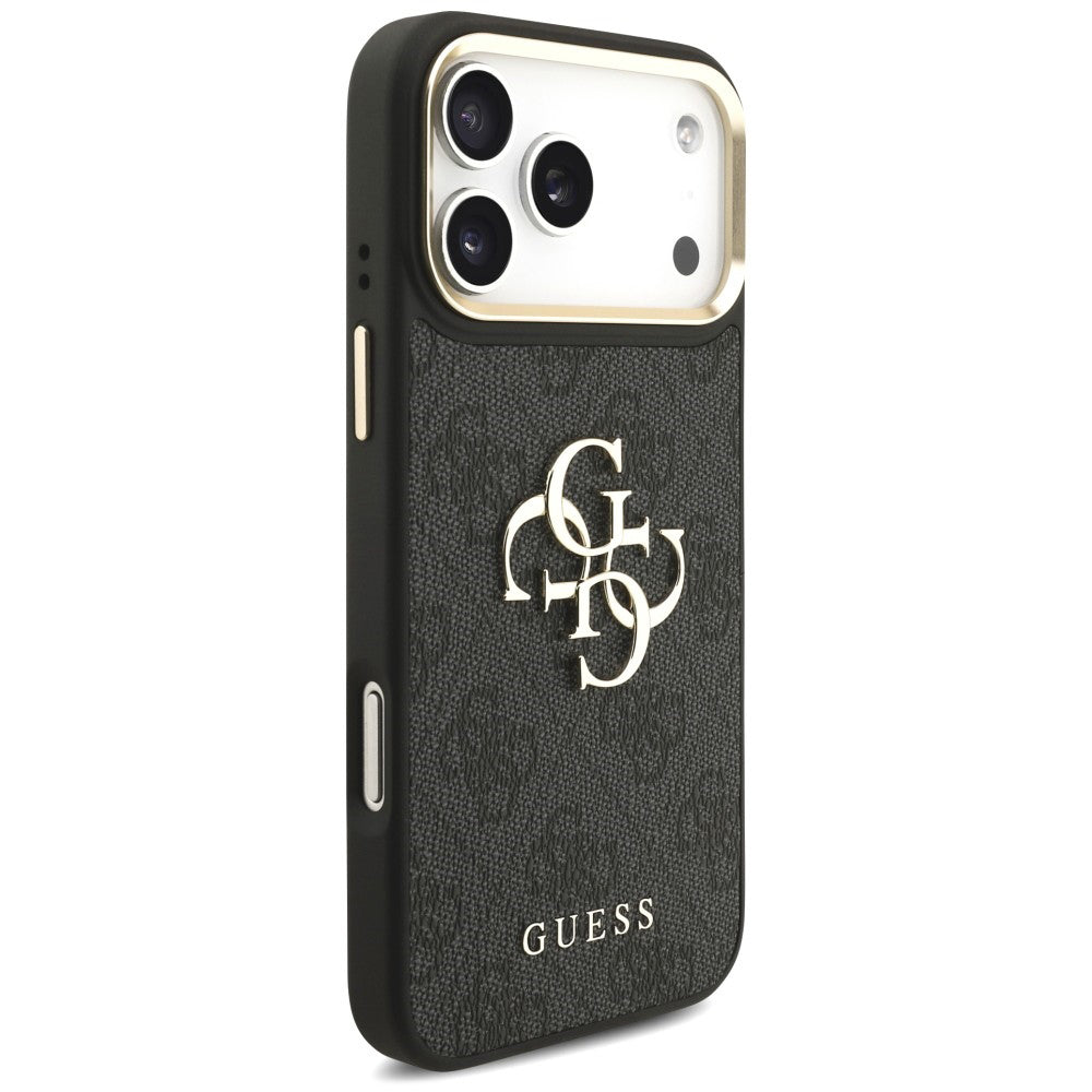 Custodia per Apple iPhone 18 Pro / 17 Pro, Guess, Big 4G Classic Logo & Big Strap Metal Buttons, nera