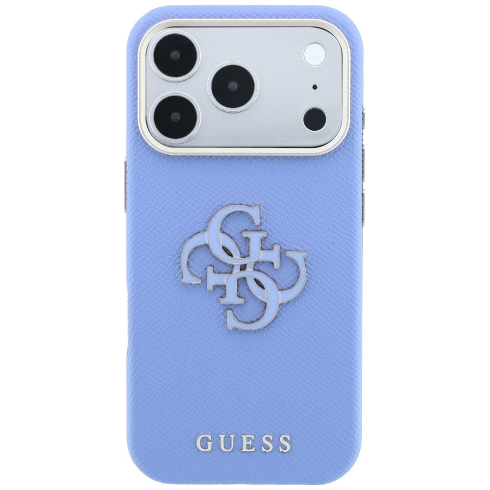 Case for Apple iPhone 18 Pro / 17 Pro, Guess, Grained Big Resin Logo, Blue