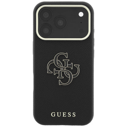 Custodia per Apple iPhone 18 Pro / 17 Pro, Guess, Logo in Resina Grande Granulata, Nera