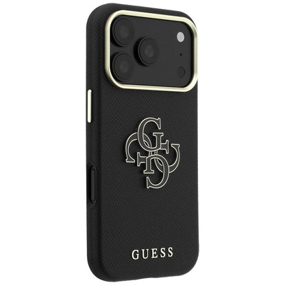 Custodia per Apple iPhone 18 Pro / 17 Pro, Guess, Logo in Resina Grande Granulata, Nera