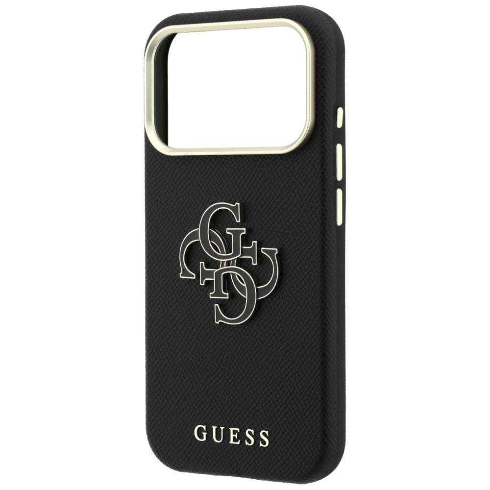 Custodia per Apple iPhone 18 Pro / 17 Pro, Guess, Logo in Resina Grande Granulata, Nera