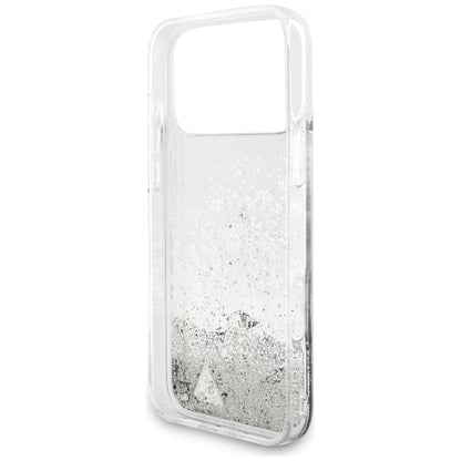 Custodia per Apple iPhone 18 Pro / 17 Pro, Guess, Liquid Glitter Charms, Argento