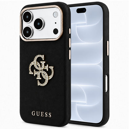 Custodia per Apple iPhone 18 Pro / 17 Pro, Guess, Smooth Big Strass Logo, Nera
