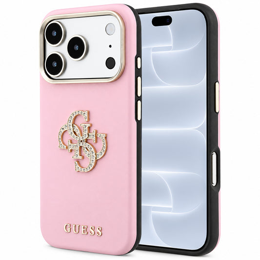 Custodia per Apple iPhone 18 Pro / 17 Pro, Guess, Smooth Big Strass Logo, rosa