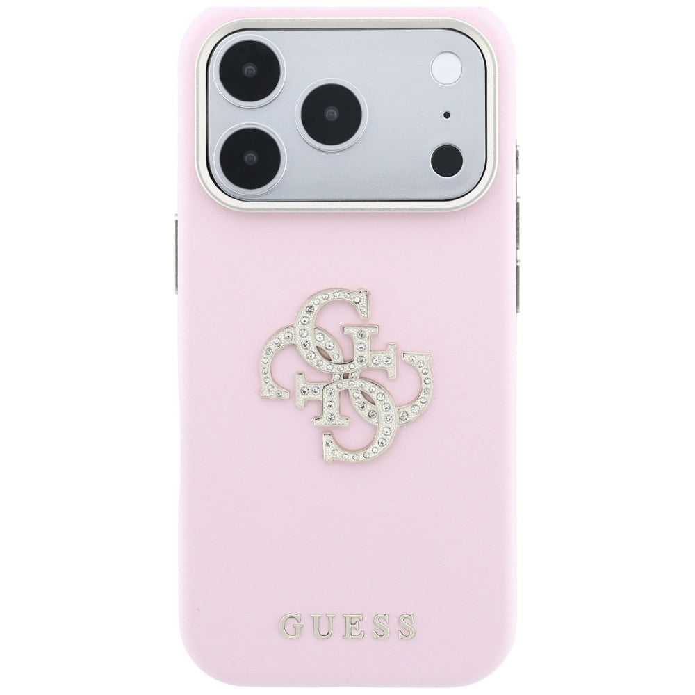 Custodia per Apple iPhone 18 Pro / 17 Pro, Guess, Smooth Big Strass Logo, rosa