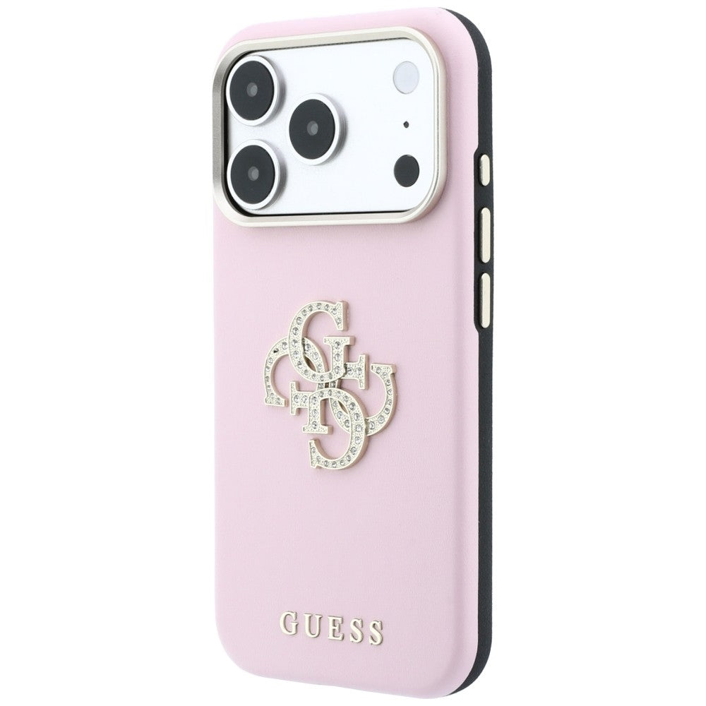 Custodia per Apple iPhone 18 Pro / 17 Pro, Guess, Smooth Big Strass Logo, rosa