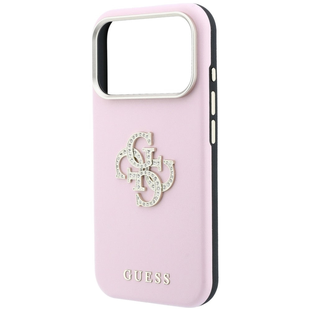 Custodia per Apple iPhone 18 Pro / 17 Pro, Guess, Smooth Big Strass Logo, rosa