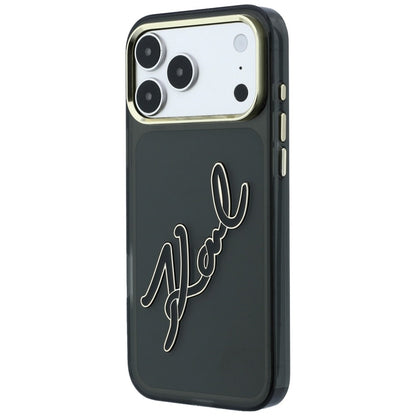 Custodia per Apple iPhone 18 Pro / 17 Pro, Karl Lagerfeld, IML Big Signature Resin Logo e Cornice in Metallo, Nera