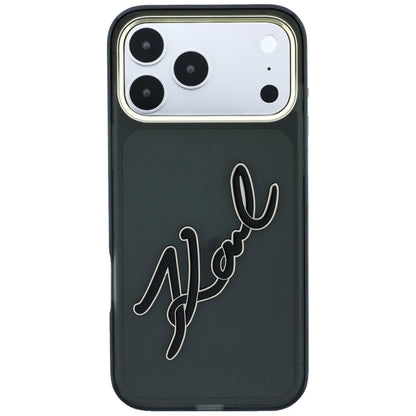 Custodia per Apple iPhone 18 Pro / 17 Pro, Karl Lagerfeld, IML Big Signature Resin Logo e Cornice in Metallo, Nera