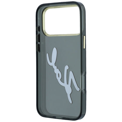 Custodia per Apple iPhone 18 Pro / 17 Pro, Karl Lagerfeld, IML Big Signature Resin Logo e Cornice in Metallo, Nera