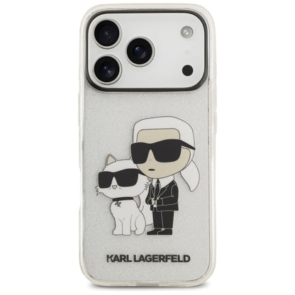 Custodia per Apple iPhone 18 Pro / 17 Pro, Karl Lagerfeld, IML Glitter Karl and Choupette NFT, trasparente