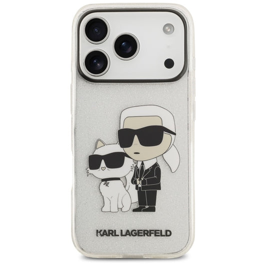 Custodia per Apple iPhone 18 Pro / 17 Pro, Karl Lagerfeld, IML Glitter Karl and Choupette NFT, trasparente